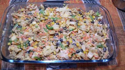 Receita Salpicão - Ingredientes Misturados